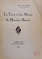 La  terre et les morts de Maurice Barrès
