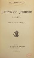Lettres de jeunesse : 1745-1775