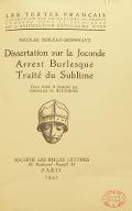 Dissertation sur la Joconde, Arrest burlesque, Traité du sublime