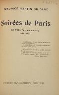 Soirées de Paris : le théâtre et la vie 1930-1931