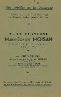 Un apôtre de la jeunesse, directeur de patronage et aumônier Jociste jusqu'à 80 ans : M. Le Chanoine Marie-Joseph Moisan, curé de Fuveau 1865-1944