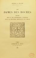 Les  dames des Roches : étude sur la vie littéraire à Poitiers dans la deuxième moitié du XVIe siècle