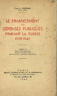 Le  financement des dépenses publiques pendant la guerre 1939-1940