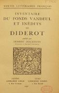 Inventaire du fonds Vandeul et inédits de Diderot
