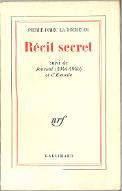 Récit secret : suivi de Journal, 1944-1945 et d'Exorde