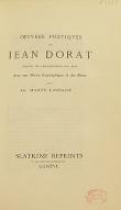 Oeuvres poétiques de Jean Dorat