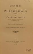 Mélanges de philologie offerts à Ferdinand Brunot par ses élèves français et étrangers