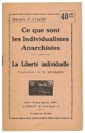 Ce que sont les individualistes anarchistes ; La liberté individuelle