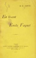 En lisant Emile Faguet