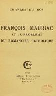 François Mauriac et le problème du romancier catholique