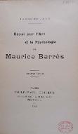 Essai sur l'art et la psychologie de Maurice Barrès