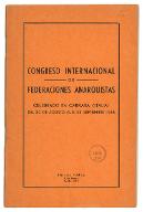Congresso internacional de federaciones anarquistas : celebrado en Cararra (Italia) del 30 de agosto al 8 de septiembre 1968