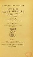 Lettres de Laure de Surville de Balzac : 1831 - 1837