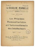 Les  principes humanitaristes et l'Internationale des intellectuels