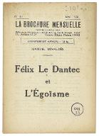 Félix Le Dantec et l'égoïsme