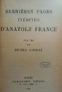 Dernières pages inédites d'Anatole France