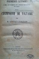 Premières lettres à MM. les membres du Conseil municipal de Paris sur le centenaire de Voltaire