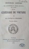 Dernières lettres à MM. les membres du Conseil municipal de Paris sur le centenaire de Voltaire
