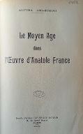 Le  Moyen âge dans l'œuvre d'Anatole France