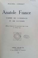 Anatole France d'après ses confidences et ses souvenirs