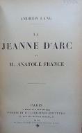 La  Jeanne d'Arc de M. Anatole France