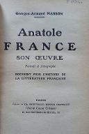 Anatole France : son oeuvre