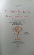 M. Anatole France et la pensée contemporaine