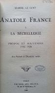 Anatole France à La Béchellerie : propos et souvenirs : 1914 - 1924