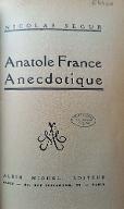 Anatole France anecdotique