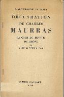 L'Allemagne et nous : déclaration de Charles Maurras à la Cour de Justice du Rhône les 24 et 25 janvier 1945
