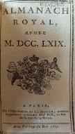 Almanach royal année MDCCLXIX [1769]