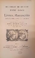 Bibliothèque des Goncourt : XVIIIe siècle : livres, manuscrits, autographes, affiches, placards
