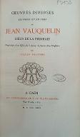 Oeuvres diverses en prose et vers de Jean Vauquelin, sieur de la Fresnaie