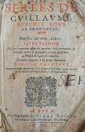 Les  Sérées de Guillaume Bouchet, Sieur de Broncourt, divisées en trois Livres