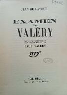 Examen de Paul Valéry ; précédé d'une lettre et d'un texte inédits de Paul Valéry
