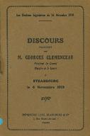 Discours prononcé par Georges Clemenceau... à Strasbourg le 4 novembre 1919
