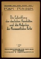 Die Entwicklung der deutschen Revolution und die Aufgaben der Kommunistischen Partei
