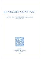 Benjamin Constant : actes du congrès Benjamin Constant (Lausanne, octobre 1967)