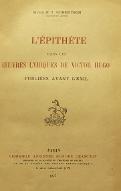 L'épithète dans les œuvres lyriques de Victor Hugo publiées avant l'exil