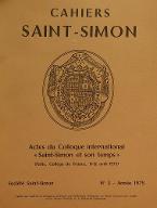 Saint-Simon et son temps : actes du colloque international. Paris, Collège de France, 11-12 avril 1975