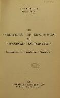 Les  "Additions" de Saint-Simon au "Journal" de Dangeau : perspectives sur la genèse des "Mémoires"