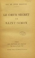 Le  coeur secret de Saint-Simon