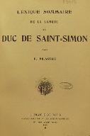 Lexique sommaire de la langue du duc de Saint-Simon
