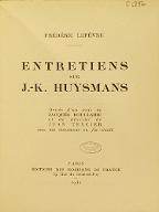 Entretiens sur J.-K. Huysmans