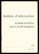 Bulletin d'information du comité de la RDA pour la sécurité européenne : n°1, janvier 1972