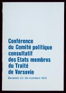 Conférence du comité politique consultatif des états membres du Traité de Varsovie : Bucarest, 25-26 novembre 1976