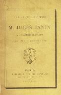 Les  deux discours de M. Jules Janin à l'Académie française : avril 1865-novembre 1871