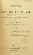 Oeuvres de Jean de la Taille, seigneur de Bondaroy : comédies
