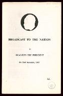 Broadcast to the nation : on 22nd september, 1962