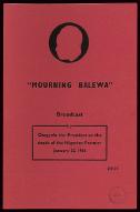 "Mourning Balewa" : broadcast by Ogasyefo the President on the death of the Nigerian Premier january 23, 1966